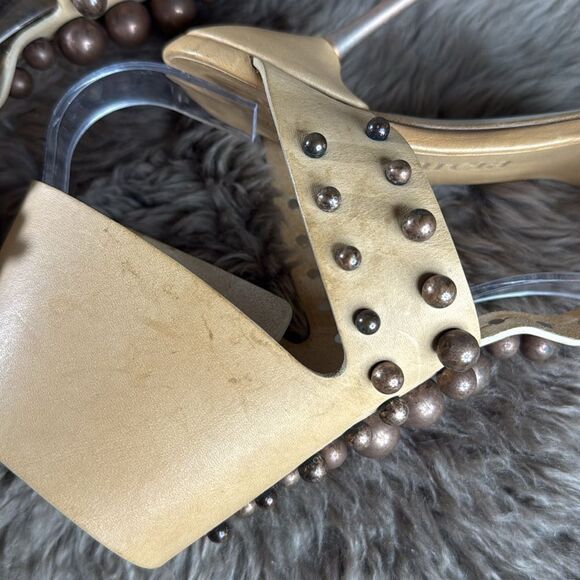 (Z) Pedro Garcia Ankle Strap Leather Studded Sandals, Size 37/6.5 US - Picture 9 of 14